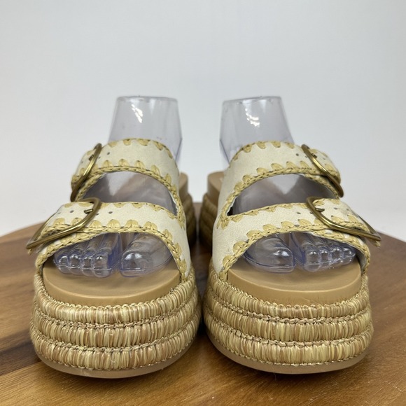 New Womens Dolce Vita Wanika Buckle Ivory Leather Platfrom Slide‎ Sandals Size 9 - Picture 3 of 8